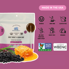 Load image into Gallery viewer, Sore Throat &amp; Cough Care Lollipops; Honey, Elderberry
