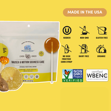 Load image into Gallery viewer, Nausea &amp; Motion Sickness Care Lollipop; Lemon, Ginger, Honey
