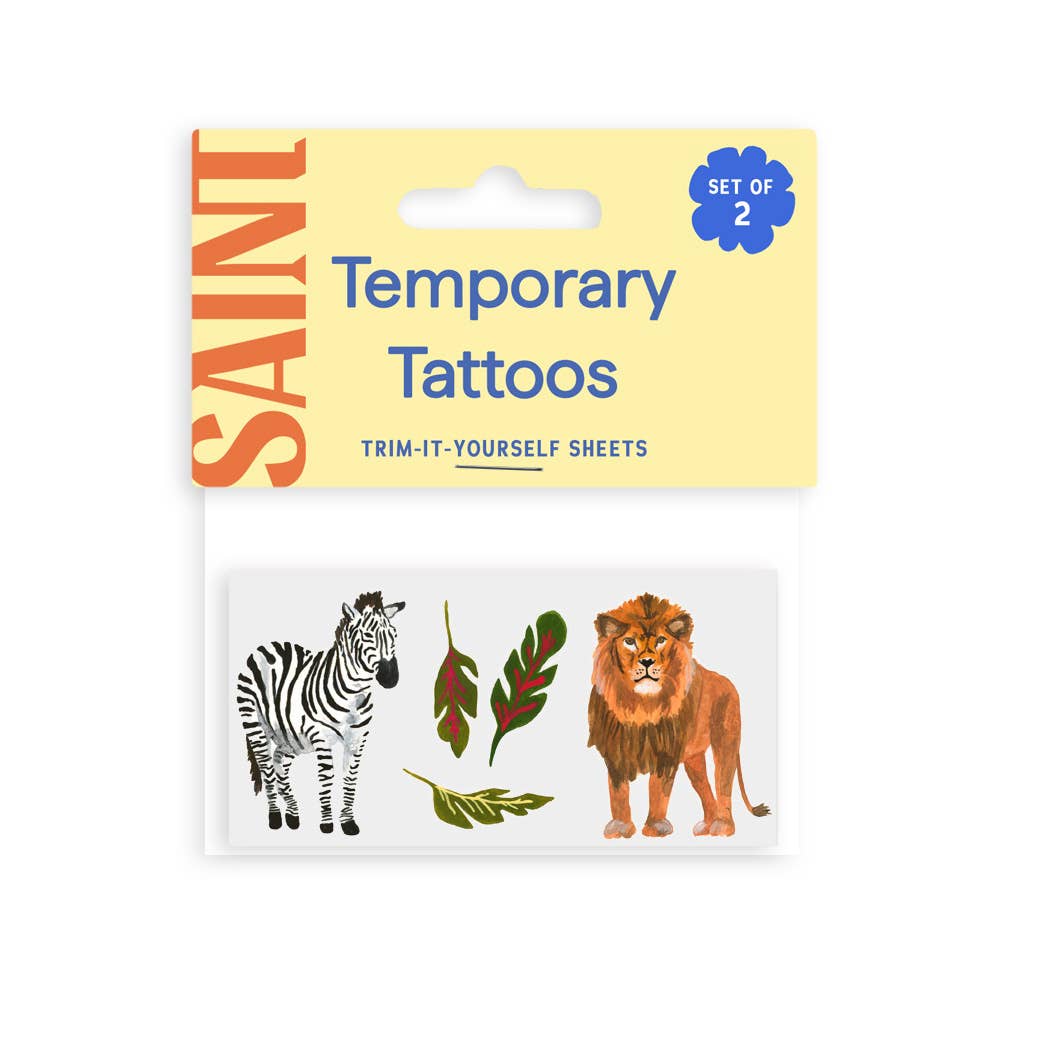 Lion + Zebra Temporary Tattoos