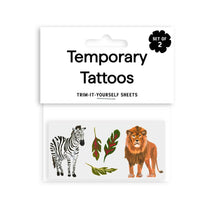 Load image into Gallery viewer, Lion + Zebra Temporary Tattoos
