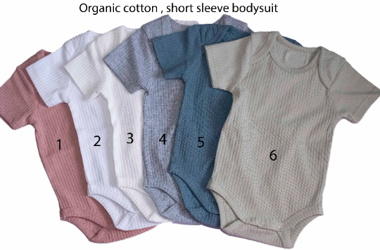 Summer Baby bodysuit Organic ribbed cotton short sleeve