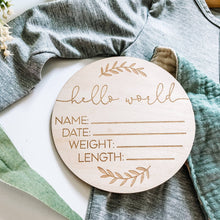 Load image into Gallery viewer, Birth Announcement Wood Disc
