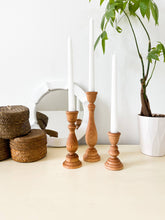 Load image into Gallery viewer, Wooden Candle Sticks/Candle Stick Set/Wood Candle Sticks

