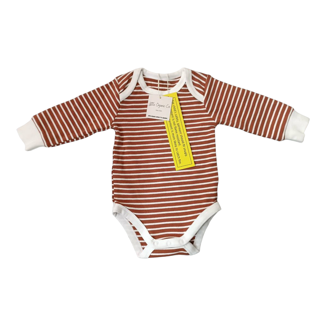 Organic cotton bodysuit long sleeve with small stripes