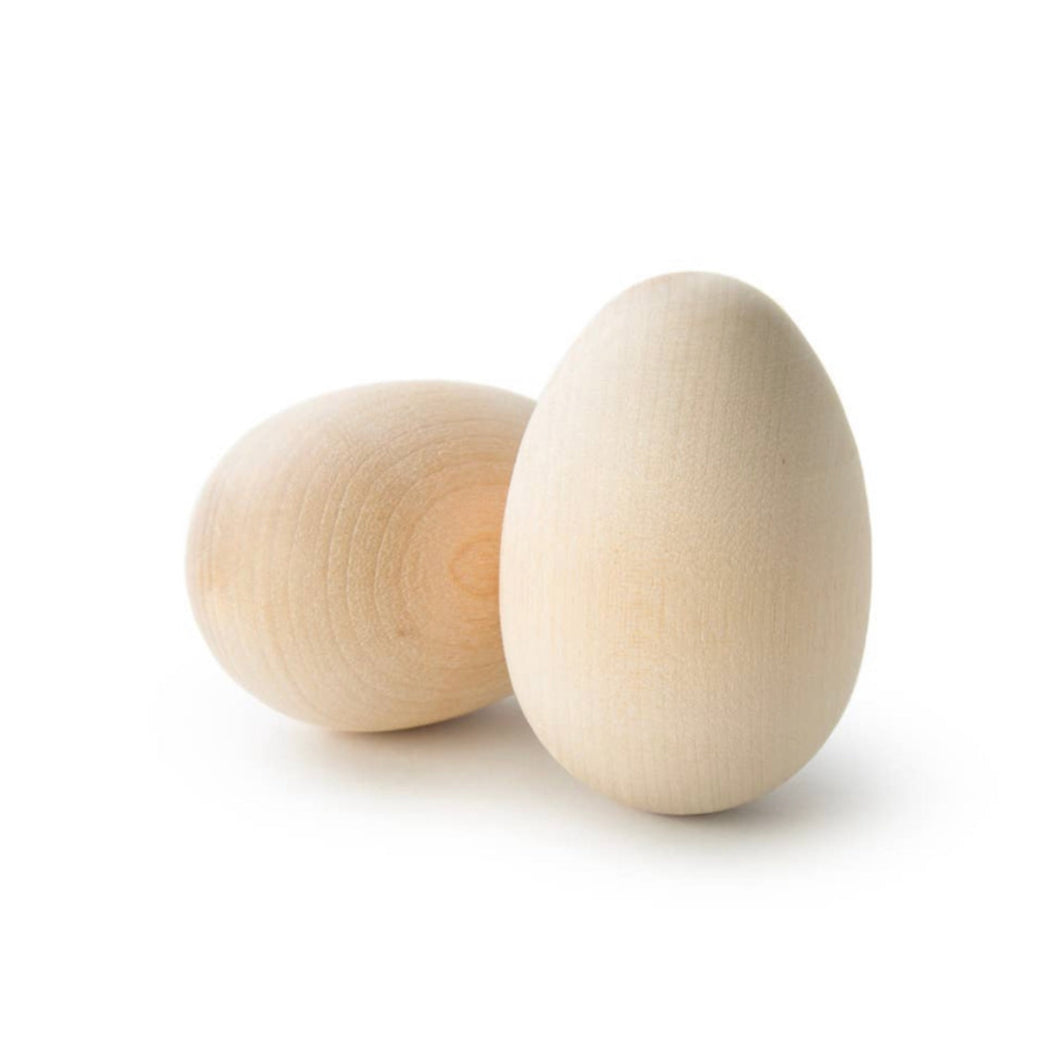 Wooden Hen Eggs with Rounded Ends 2 1/2”