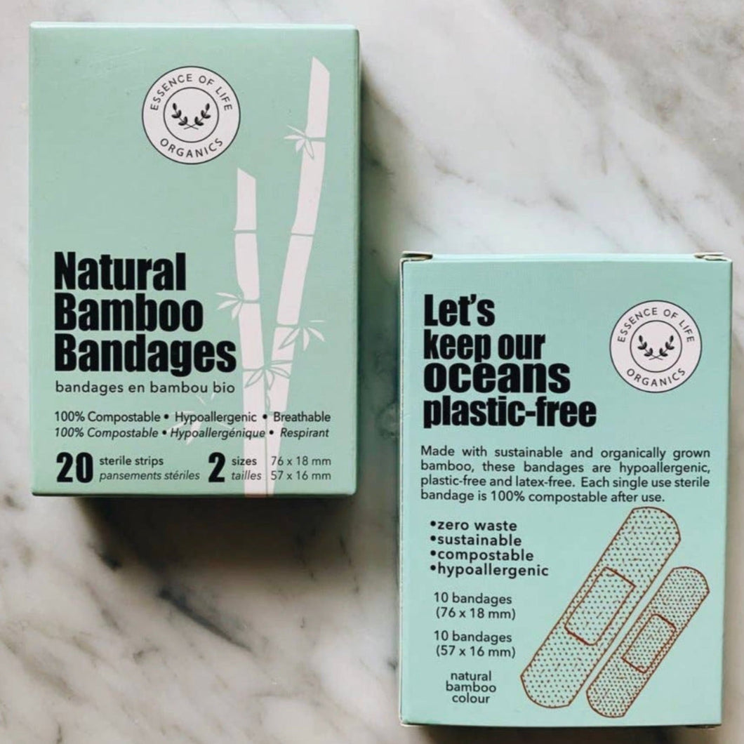 Biodegradable Bamboo Bandages, 20 Strips (2 Sizes)